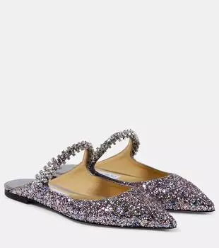 Декорированные мюли bing с кожаной отделкой Jimmy Choo, серебряный