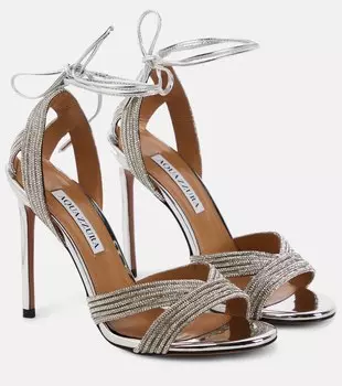 Декорированные сандалии Ari 105 Aquazzura, серебряный