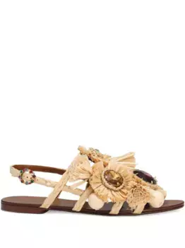 Декорированные сандалии из рафии DOLCE & GABBANA, нейтральный