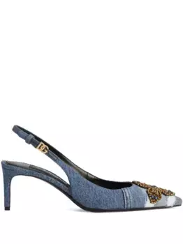 Декорированные туфли из денима DOLCE & GABBANA, синий