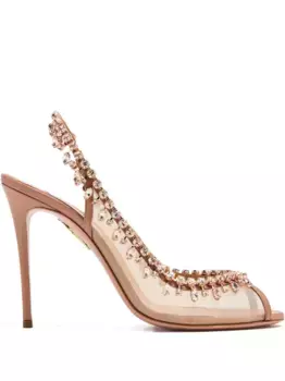 Декорированные туфли с ремешком на пятке Aquazzura, нейтральный