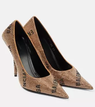 Декорированные туфли Square Knife Balenciaga, золотой