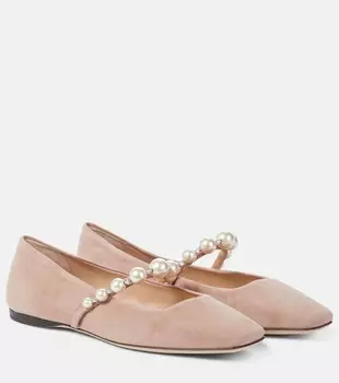 Декорированные замшевые балетки Ade Jimmy Choo, розовый