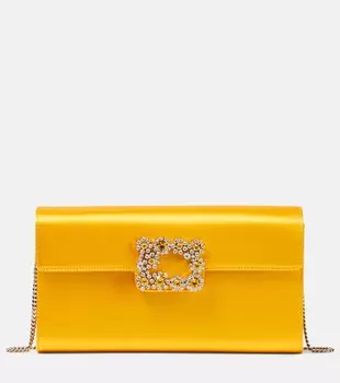 Декорированный атласный клатч RV Bouquet Roger Vivier, желтый