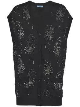 Декорированный кашемировый топ Prada, серый