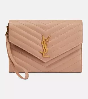 Декорированный кожаный клатч Cassandre Saint Laurent, розовый