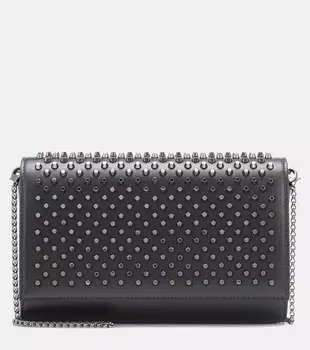 Декорированный кожаный клатч Paloma Christian Louboutin, черный
