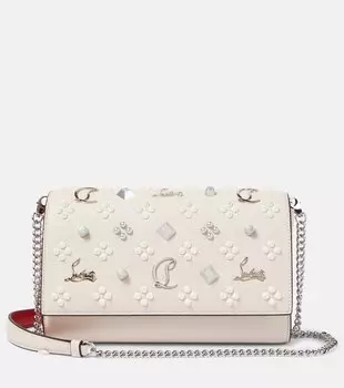 Декорированный кожаный клатч Paloma Christian Louboutin, нейтральный