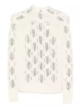 Декорированный свитер фактурной вязки Ermanno Scervino, нейтральный