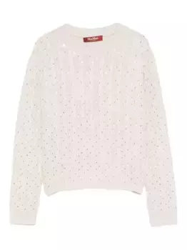 Декорированный свитер фактурной вязки MAX MARA, нейтральный