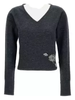 Декорированный свитер с V-образным вырезом ERDEM, серый