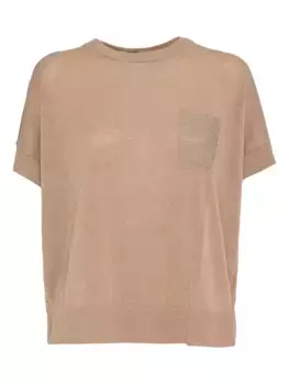 Декорированный топ с короткими рукавами Peserico, нейтральный
