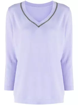 Декорированный топ с V-образным вырезом Fabiana Filippi, синий