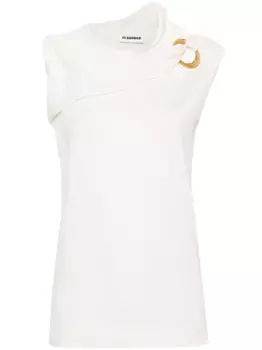 Декорированный трикотажный топ JIL SANDER, нейтральный
