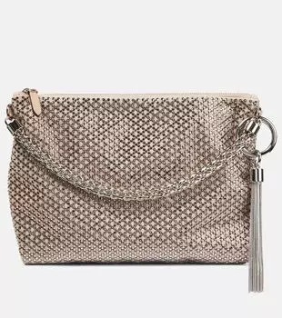 Декорированный замшевый клатч callie Jimmy Choo, бежевый