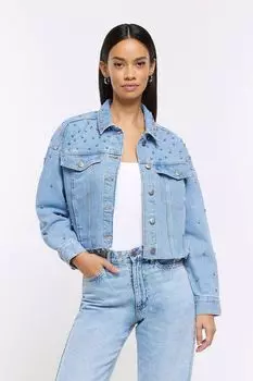 Декорированный жакет с эффектом выреза River Island, синий