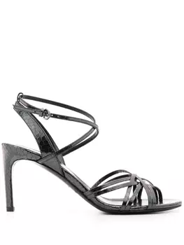 Del Carlo босоножки с тиснением под змеиную кожу, черный