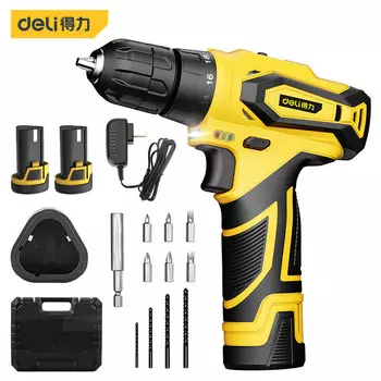 DeLI 12V Аккумуляторная двойная литиевая электрическая дрель 18 1-скоростная аккумуляторная ручная дрель DL6262