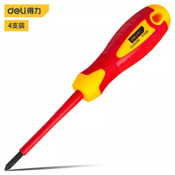 Deli 4 шт., изолированная крестовая отвертка отвертка PH1*80 мм DL514080