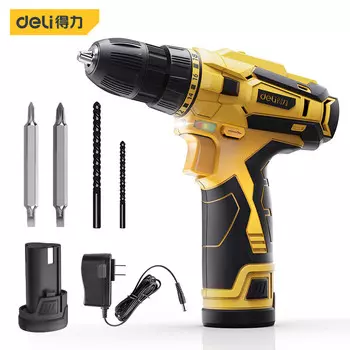 Deli беспроводная электрическая дрель с одной литиевой батареей, аккумуляторная отвертка, электрическая дрель DL600013, 12V17N.m2000 мАч, с одной батареей
