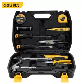 Deli Deli бытовой многофункциональный аппаратный ящик для инструментов, набор ручных инструментов, набор из 11 предметов DL5962