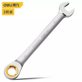 Deli Deli Ключ с открытым зевом Torx, 2 предмета, матовый, с трещоткой, 90 зубьев, 13 мм, DL34313
