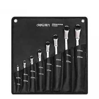 Deli DL150008T набор двойных ключей Torx из 8 предметов, ручная пластина, набор инструментов для ремонта авторемонтных машин, 5,5-24 мм