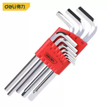 Deli DL233110G Набор из 10 предметов, удлиненный набор шестигранных ключей с плоской головкой, шестигранная отвертка