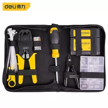 Deli DL380008 4P/6P/8P трехцелевые сетевые клещи, обжимные клещи, клещи для зачистки проводов, набор тканевых сумок из 8 предметов