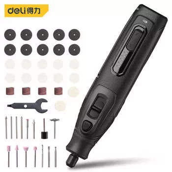 Deli DL6393 электрическая шлифовальная машина маленькая шлифовальная машина электрическая ручка гравировальный станок шлифовальный станок 5-скоростная регулировка скорости 42 аксессуара