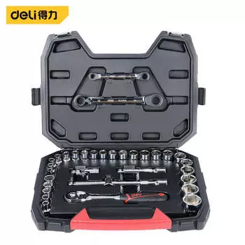 Deli DQ01033 набор бытовых инструментов, авторемонт, летающая трещотка, торцевой ключ, 33 предмета, набор быстрых ключей 12,5 мм