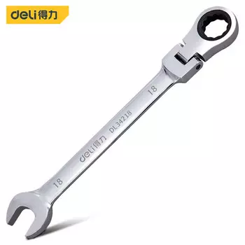 Deli Live Head, двойной трещоточный ключ, быстрый ключ 18 мм, мертвый ключ, быстрый ключ для цветения сливы, открытый ключ, инструмент для ремонта автомобилей DL34218