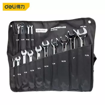 Deli Набор из 14 предметов британских зеркальных рожковых ключей Torx 1/4 дюйма - 1-1/16 дюйма DL0114A