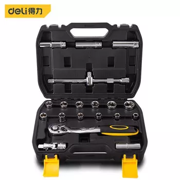 Deli, набор из 20 торцевых ключей на 1/2 дюйма, набор инструментов для ремонта автомобилей DL2020T