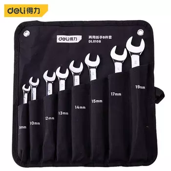 Deli Набор из 8 рожковых ключей Torx Cr-V 8-19 мм DL0108