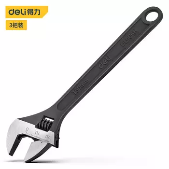 Deli Разводной ключ, черный, 3 предмета, универсальное живое открывание, многофункциональный разводной ключ на 6 дюймов DL006H
