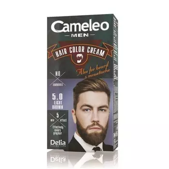 Delia Cosmetics, Cameleo Men, крем-краска для волос бороды и усов 5.0 Светло-Коричневый, 1 шт