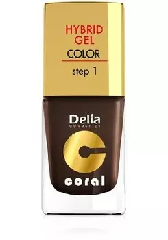 Delia Cosmetics, Коралловый гибридный гель, лак для ногтей № 07 темный шоколад, 11 мл
