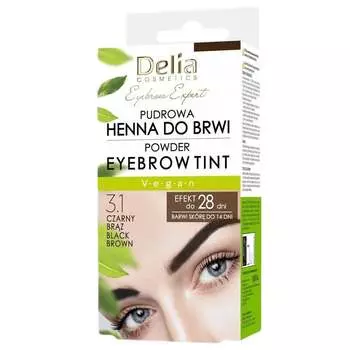 Delia, пудровая хна для бровей Eyebrow Expert, оттенок 3.1 Черно-коричневый, 4 г