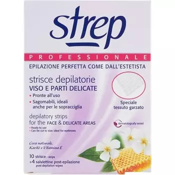 Деликатные полоски для удаления волос на лице, 10 шт., Strep