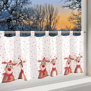 Delindo Lifestyle штора «Команда ELCH», (1 шт.), с петлевым подвесом, для кухни, красный/белый