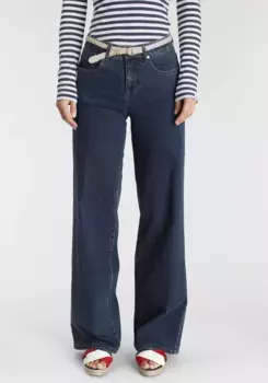 DELMAO Широкие джинсы (комплект, 2 шт., с поясом), с модным плетеным поясом ---НОВЫЙ БРЕНД!, синий