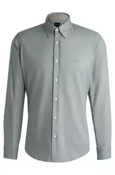 Деловая рубашка BOSS ORANGE "Rickert_M", с воротником на пуговицах, зеленый