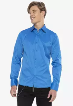 Деловая рубашка Cipo & Baxx модного приталенного кроя, синий