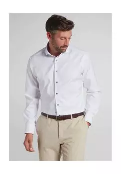 Деловая рубашка, длинные рукава, воротник акулы, современный крой, мужская ETERNA, белый