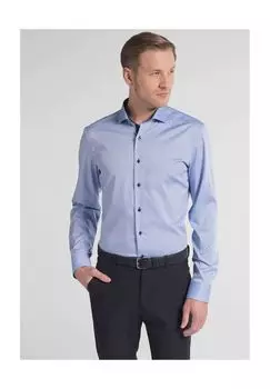 Деловая рубашка, длинный рукав, воротник акулы, приталенный крой, мужская ETERNA, цвет Mittelblau