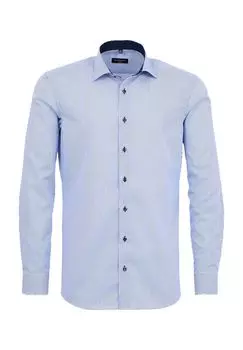 Деловая рубашка, длинный рукав, воротник Кент, приталенный крой, в полоску, мужская ETERNA, цвет 16 Dunkelblau