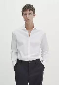 Деловая рубашка EASY IRON SLIM-FIT POPLIN Massimo Dutti, цвет white