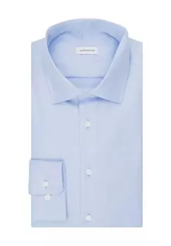 Деловая рубашка фигурного кроя, саржа, Кент, мужская seidensticker, синий