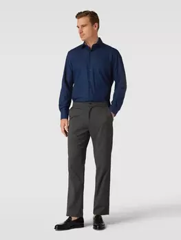 Деловая рубашка комфортного кроя с нагрудным карманом Eterna, темно-синий